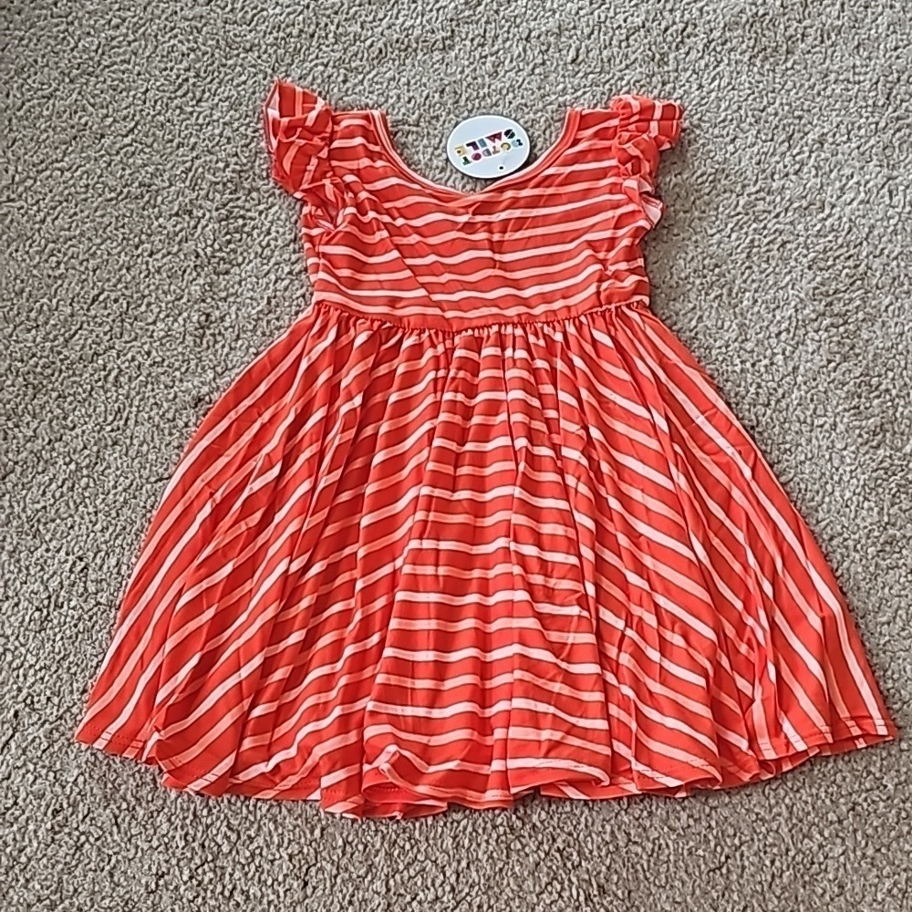 Dot Dot Smile Red Stripe Empire Dress Size 2T